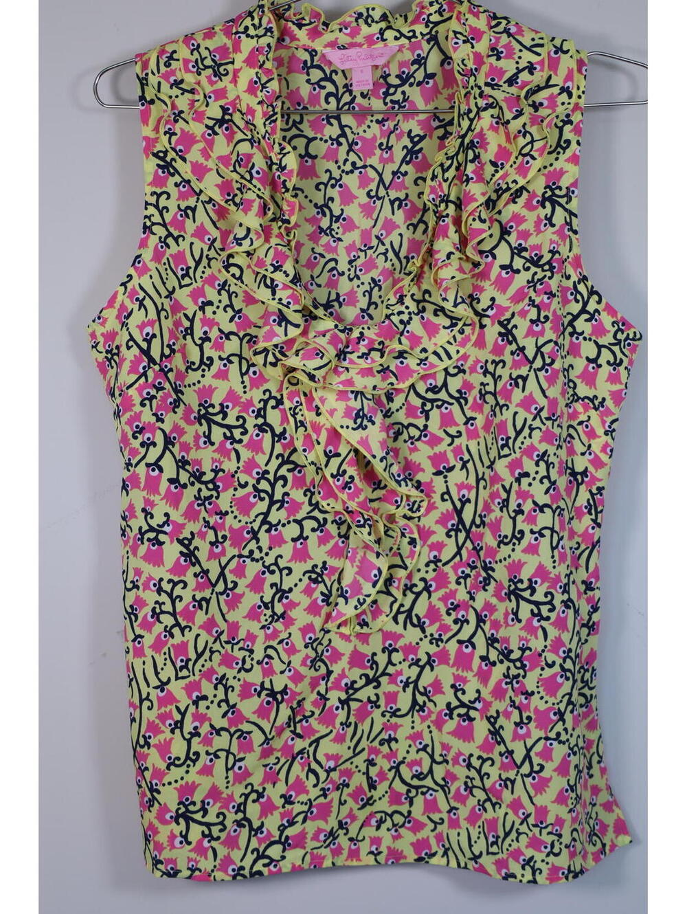 Lilly Pulitzer Allison Floral Sleeveless Ruffle‎ Blouse Small